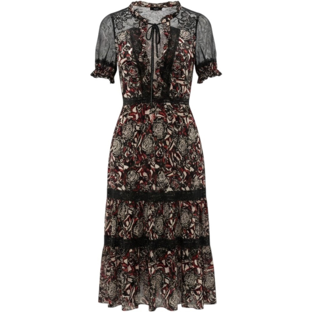 Donoratico Midi Dress Floral Lace Silk Trim Dark Academia Prairie Gothic Artsy L